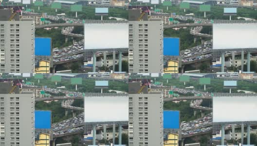 周五高峰时间，所有高速公路和城市住宅都会出现交通堵塞高清在线视频素材下载