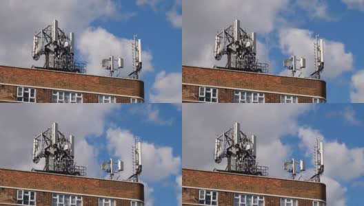 用于5G移动电话和通信技术的屋顶基站高清在线视频素材下载