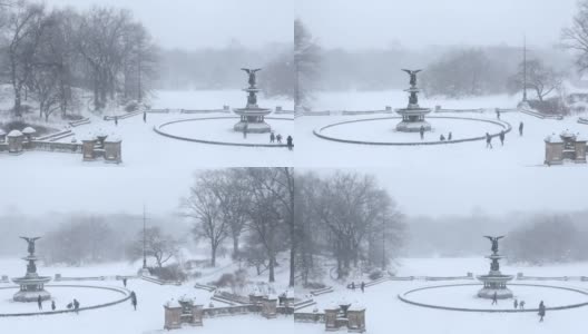 中央公园的暴风雪高清在线视频素材下载