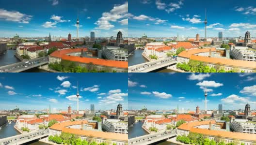 柏林天际线城市时间推移与云动态在德国高清高清在线视频素材下载