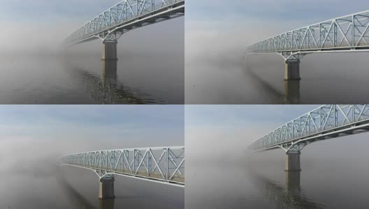 空中升起的晨雾桥在俄亥俄河高清在线视频素材下载