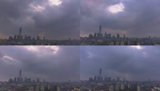 北京中央商务区大楼天际线在暴风雨中CBD高清在线视频素材下载