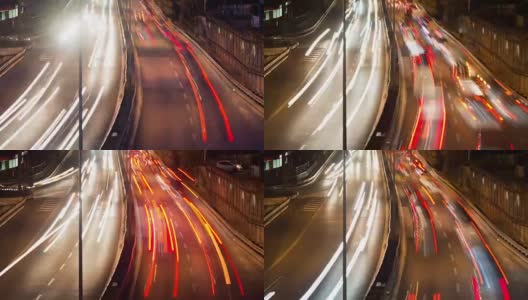 夜间交通时间流逝，汽车和灯在罗马，意大利高清在线视频素材下载