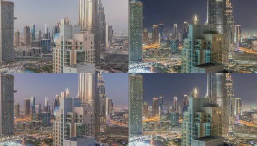 迪拜市中心从早到晚的时间流逝高清在线视频素材下载