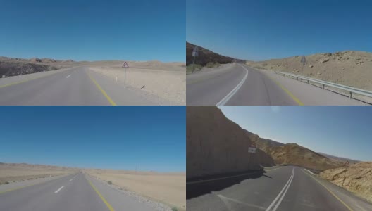 驾车穿越以色列内盖夫沙漠的时间间隔高清在线视频素材下载