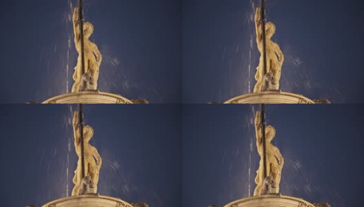意大利那不勒斯的海王星喷泉高清在线视频素材下载