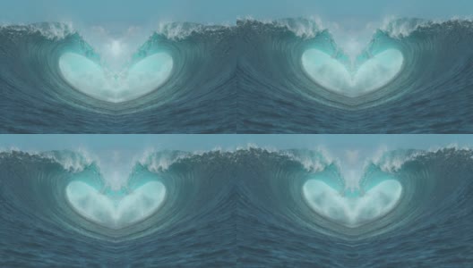 慢镜头:两股波浪形成美丽的心形高清在线视频素材下载