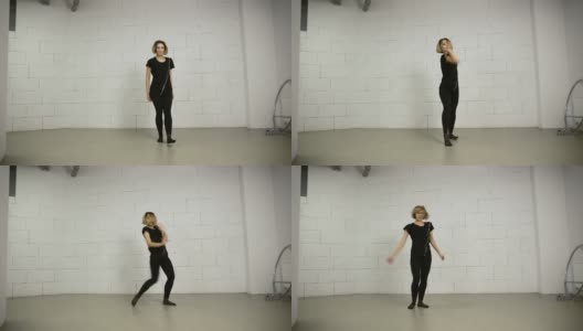 亚洲年轻女子舞蹈工作室现代和街头爵士放克编舞高清在线视频素材下载