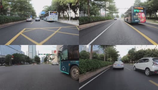 中国深圳——2020年9月:在深圳的街道上行驶。快动作高清在线视频素材下载