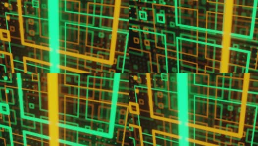 摘要环路数字数据技术霓虹黄绿背景高清在线视频素材下载