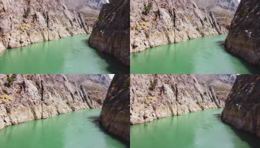 幼发拉底河上美丽而令人兴奋的峡谷，巨大陡峭的悬崖。戏剧性的地质奇观和美丽的圣经景观，宗教概念。4 k平衡开枪。底格里斯河和幼发拉底河高清在线视频素材下载