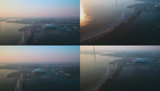 飞越波罗的海沿岸的一座现代化城市高清在线视频素材下载
