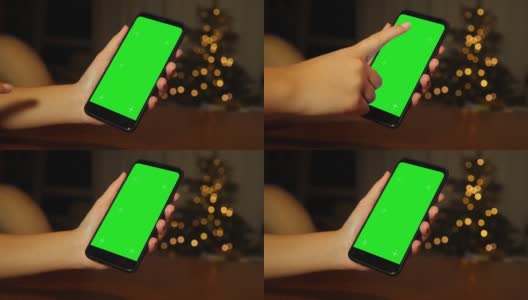 绿屏手机和女性的手高清在线视频素材下载