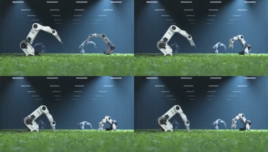 智能机器人农民概念，机器人农民，农业技术，农场自动化高清在线视频素材下载