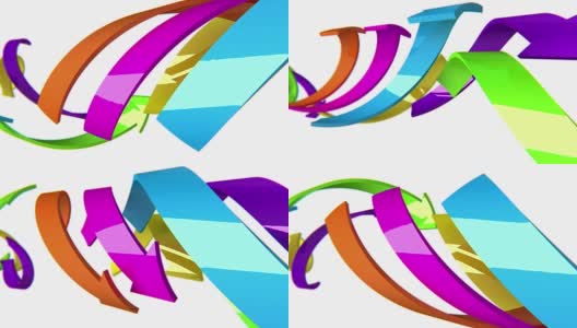 彩色3D箭头移动白色背景，CG动画，无缝循环高清在线视频素材下载