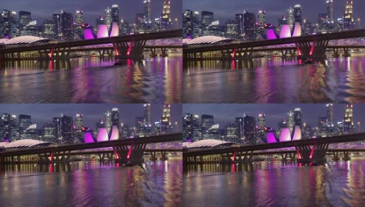 新加坡的Benjamin Sheares大桥和摩天大楼高清在线视频素材下载