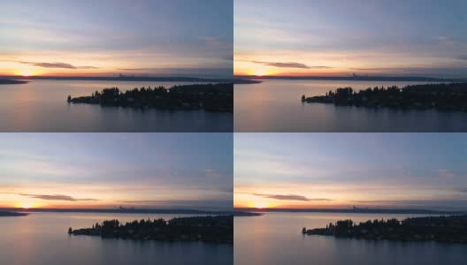 梅登鲍尔湾湖华盛顿-贝尔维尤西雅图滨水景观高清在线视频素材下载