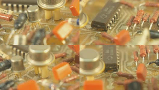 古老的古老的技术潘电路板电力微型网络组件高清在线视频素材下载
