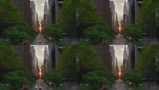 戏剧性的纽约曼哈顿悬日日落效应高清在线视频素材下载