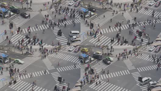 十字路口的延时鸟瞰图/上海，中国高清在线视频素材下载