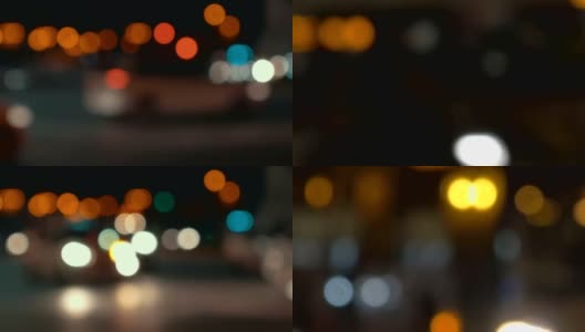 离焦夜间城市交通的时间流逝高清在线视频素材下载