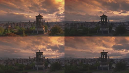 爱丁堡城市日落全景，苏格兰，英国，高清在线视频素材下载