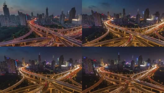 日落交通立交十字路口距离上海4k时间高清在线视频素材下载