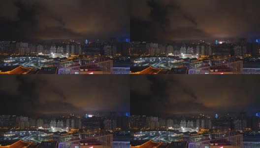 珠海城夜光澳门城景天台全景4k中国高清在线视频素材下载