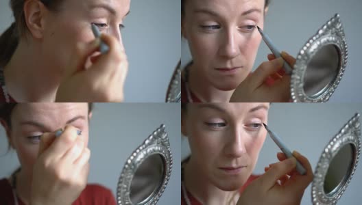 女人用眼线化妆高清在线视频素材下载