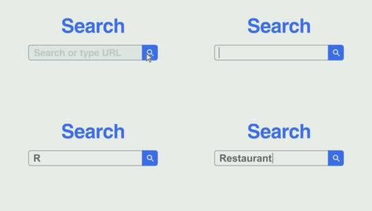 网页浏览器或网页与搜索框输入餐厅互联网搜索高清在线视频素材下载