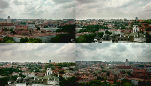 维尔纽斯市中心和圣斯坦尼斯拉夫大教堂大教堂-平锅-中等拍摄高清在线视频素材下载