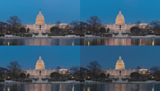 黄昏时分，美国华盛顿特区国会山前的4K时间高清在线视频素材下载