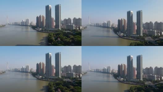 广州城市建筑景观鸟瞰图高清在线视频素材下载