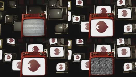 日本奈良县旗和老式电视机。高清在线视频素材下载