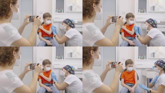 9岁男孩正在接种COVID-19疫苗高清在线视频素材下载