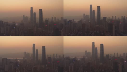 日落时分长沙市区航拍全景4k中国高清在线视频素材下载