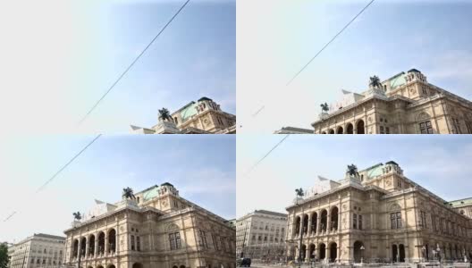 奥地利维也纳歌剧院里挤满了行人高清在线视频素材下载