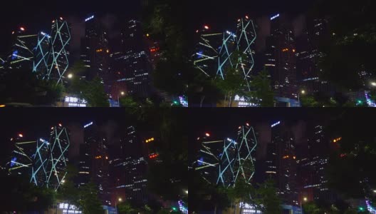 夜光深圳市区摩天大楼全景4k中国高清在线视频素材下载
