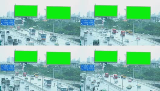 4K:雨中的曼谷交通高清在线视频素材下载