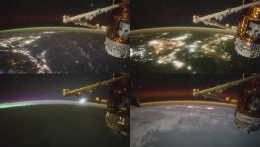 从国际空间站上看到的夜晚的地球。这段视频由美国宇航局提供。高清在线视频素材下载