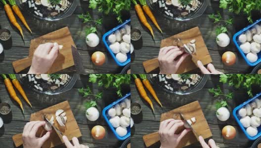 蘑菇汤烹饪高清在线视频素材下载