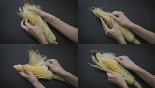 剥落的甜玉米高清在线视频素材下载