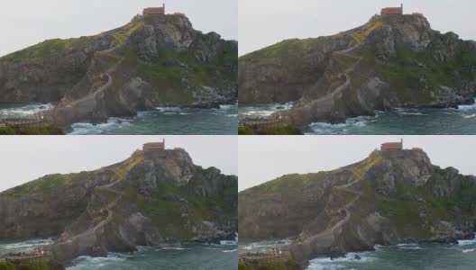 Gaztelugatxe岛间隔拍摄高清在线视频素材下载