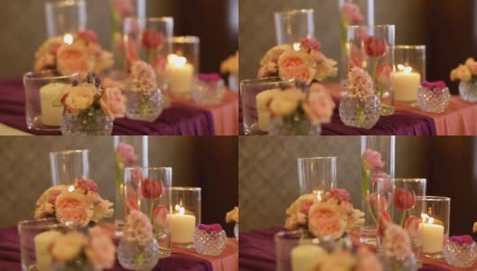 接待处桌子上漂亮的花装饰高清在线视频素材下载