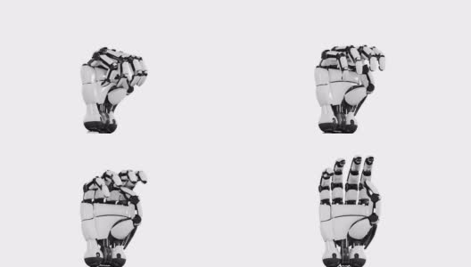 高科技网络仿生机器人手在白色背景高清在线视频素材下载