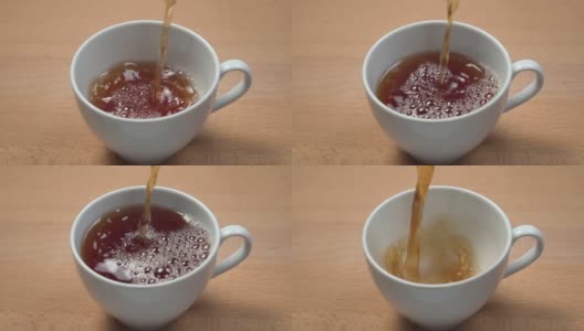 将冲泡好的红茶倒入白色杯子中高清在线视频素材下载