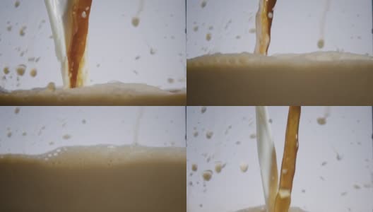 慢镜头倒咖啡和牛奶高清在线视频素材下载