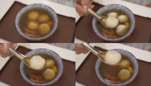 Bua Loy在姜汁，街头小吃，泰国高清在线视频素材下载