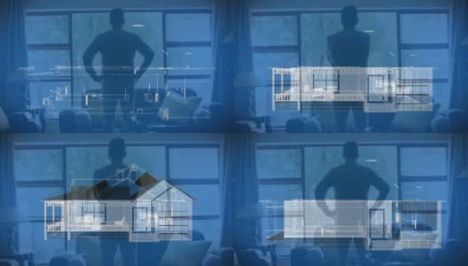 动画的非裔美国人与双臂交叉在房子图式高清在线视频素材下载