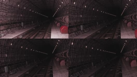 黑暗的废弃地铁隧道的3d渲染动画高清在线视频素材下载